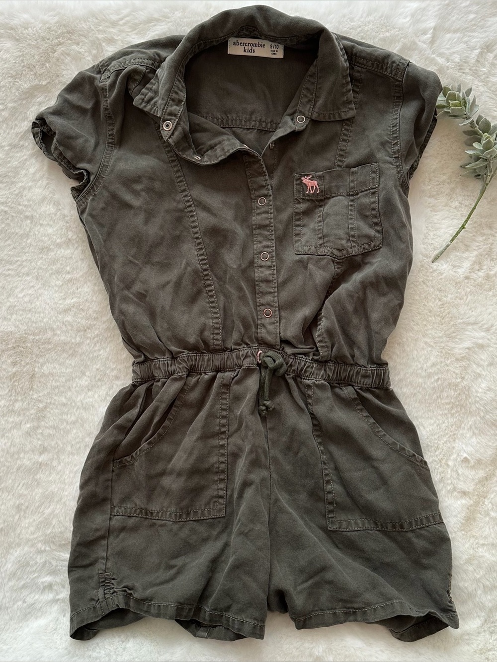 Abercrombie Kids | EUC - Button Down Romper - Olive Green - Size 9/10